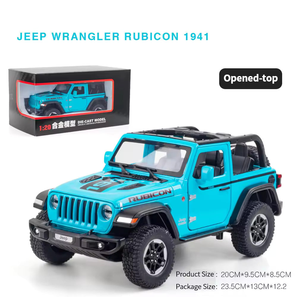 Big Size 1:24 Diecast Model Alloy Jeep Wrangler Rubicon 1941 Metal Pull Back with 6 Openable Doors & Sound Light Auto Toy car [20.5Cm *10.8Cm *10.5 Cm]