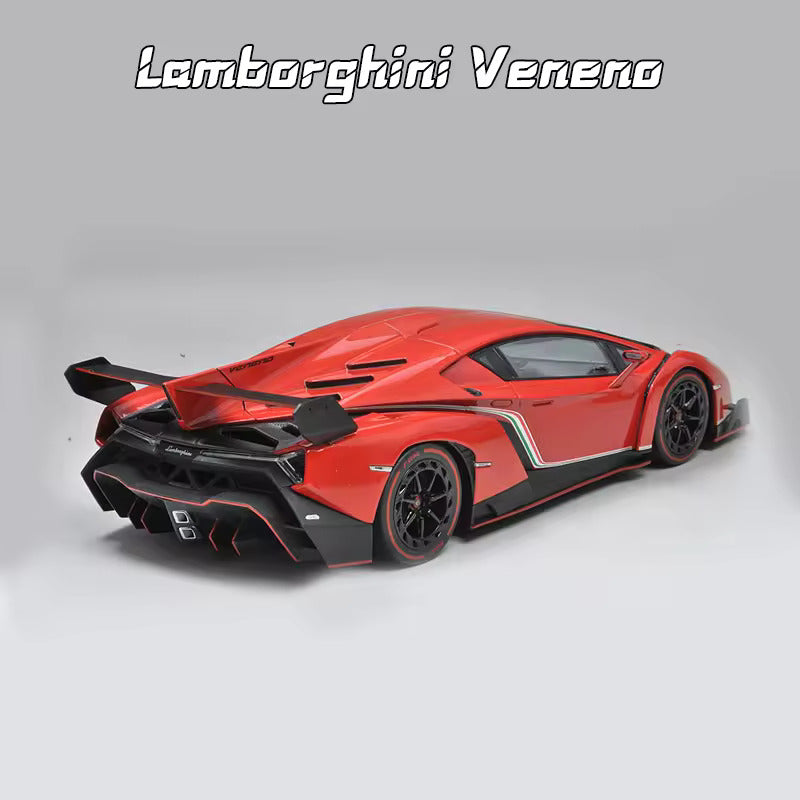 BIG SIZE LAMBORGHINI VENENO 1:24 DIECAST METAL PULLBACK TOY CAR WITH OPENABLE DOORS & LIGHT, MUSIC BOYS CAR FOR KIDS BEST TOYS GIFTS TOYS FOR KIDS [SIZE:-21CM*12CM*8.7CM]【 MULTICOLOR 】