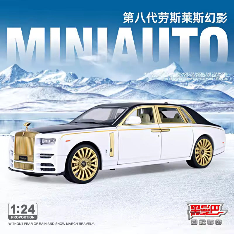 BIG SIZE ROLLS ROYCE PHANTOM - LUX GOLD 1:24 DIECAST METAL PULLBACK TOY SUN RUP CAR WITH OPENABLE DOORS & LIGHT, MUSIC BOYS CAR FOR KIDS BEST TOYS GIFTS TOYS FOR KIDS [SIZE:-21CM*8CM*5CM]【 MULTICOLOR 】