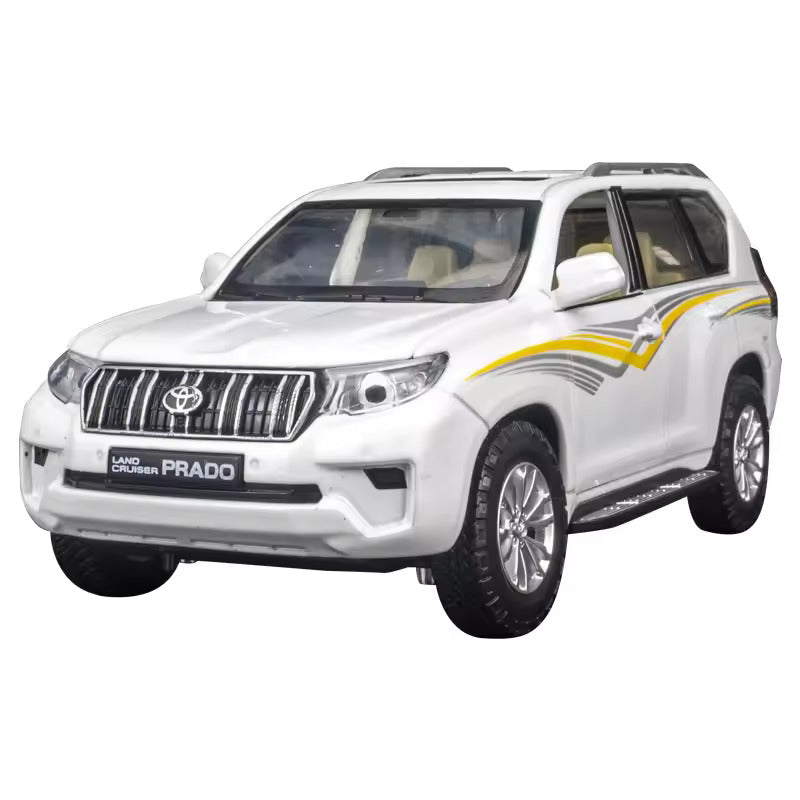 LAND CRUISER PRADO BIG SIZE 1:24 DIECAST METAL PULLBACK TOY CAR WITH OPENABLE DOORS & LIGHT, MUSIC BOYS CAR FOR KIDS BEST TOYS GIFTS TOYS FOR KIDS [SIZE:-22CM*9CM*7CM]【 MULTICOLOR 】