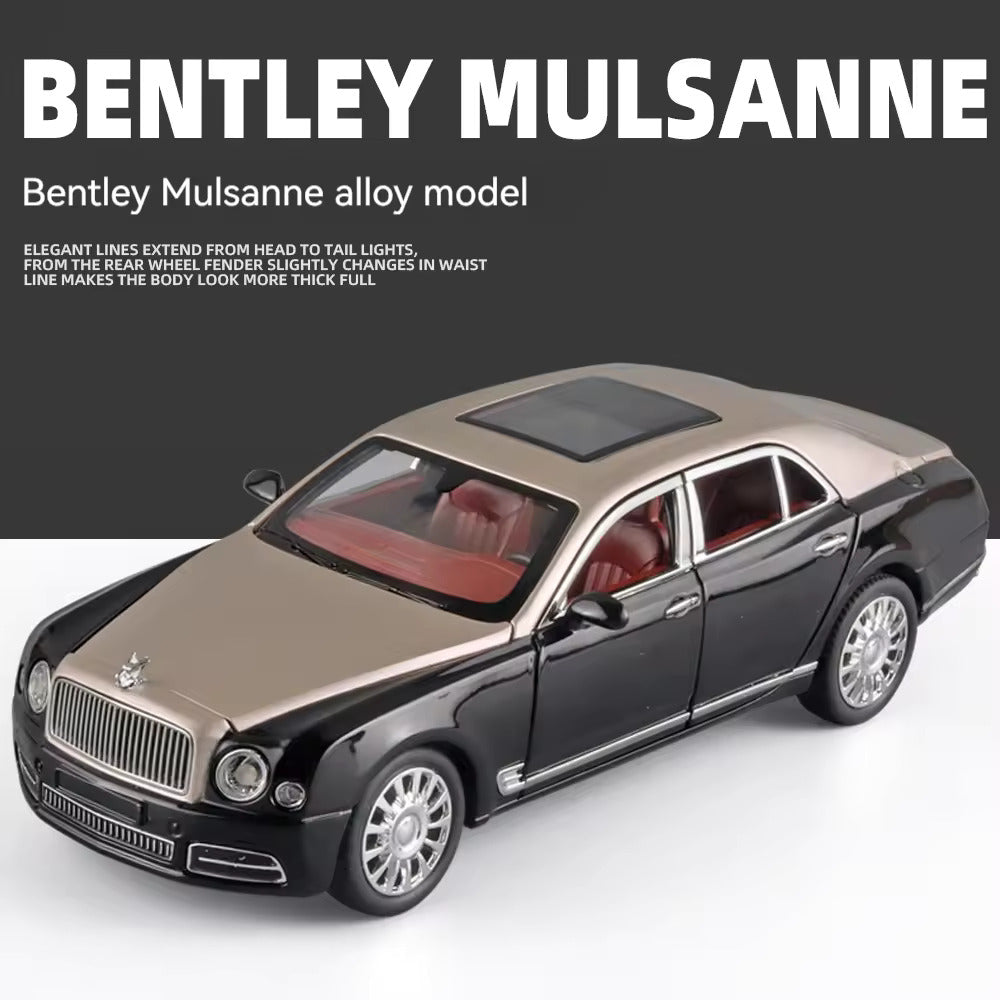 BIG SIZE BENTLEY MULSANNE 1:24 DIECAST METAL PULLBACK TOY CAR WITH OPENABLE DOORS & LIGHT, MUSIC BOYS CAR FOR KIDS BEST TOYS GIFTS TOYS FOR KIDS [SIZE:-21.8CM*6CM*5.5CM]【 MULTICOLOR 】