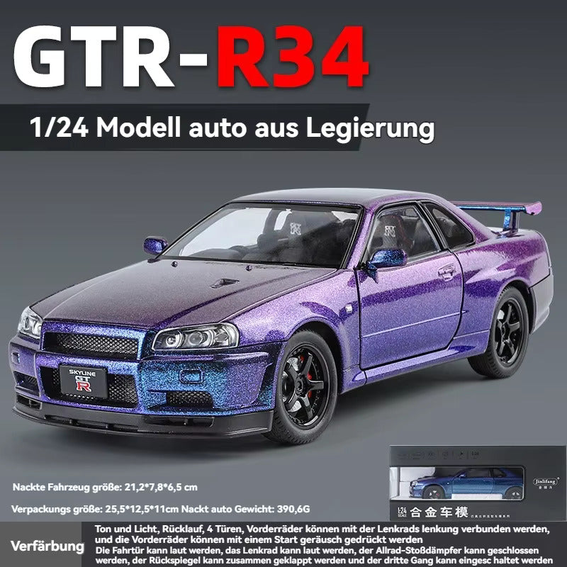 Nissan Skyline Gtr 34 Scale Model Diecast Metalcar - All Size