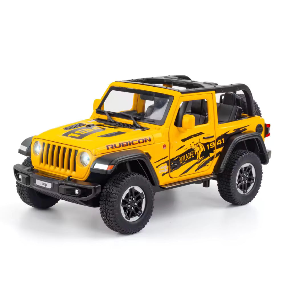 Big Size 1:24 Diecast Model Alloy Jeep Wrangler Rubicon 1941 Metal Pull Back with 6 Openable Doors & Sound Light Auto Toy car [20.5Cm *10.8Cm *10.5 Cm]