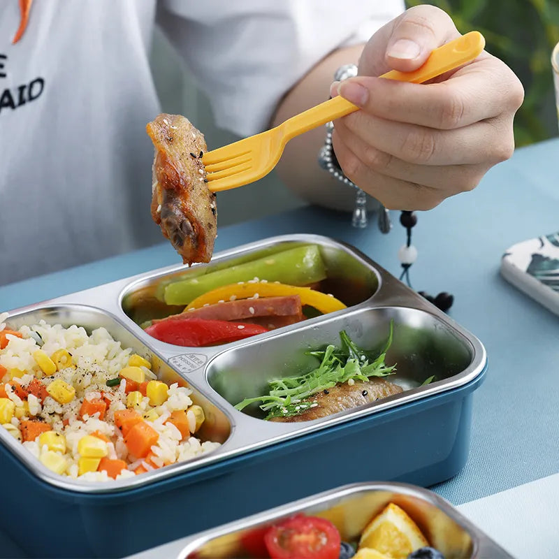 3 Compartment Stainless Steel Insulated Lunch Box for Kids