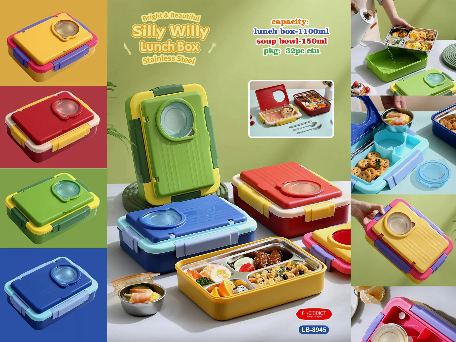 8 Compartments Silly Willy Lunchbox (For Teenagers/Adults)