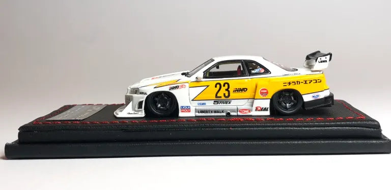 Big Size 1:24 LBWK Nissan E-R34 Super Silhouette Skyline GTR Diecast Scale Model Metal Pull Back with Openable Doors & Light, Music Toy Vehicle for Kids [SIZE:-21 CM*9CM*8.5CM]【 MULTICOLOR 】