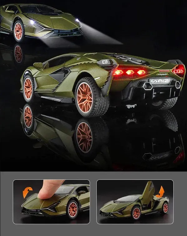 1:32 Metal Car Lamborghini Sian Die Cast Alloy Light & Sound Multicolor (Multicolor, Pack Of1)