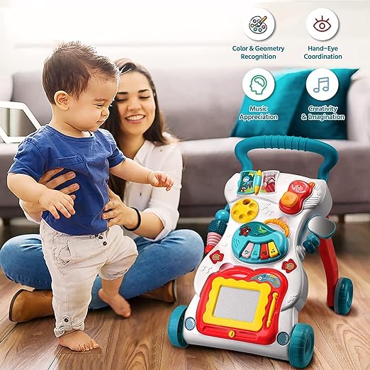 Learning Music Walker Trolley Multifunctional Push & Pull Toy for Toddlers