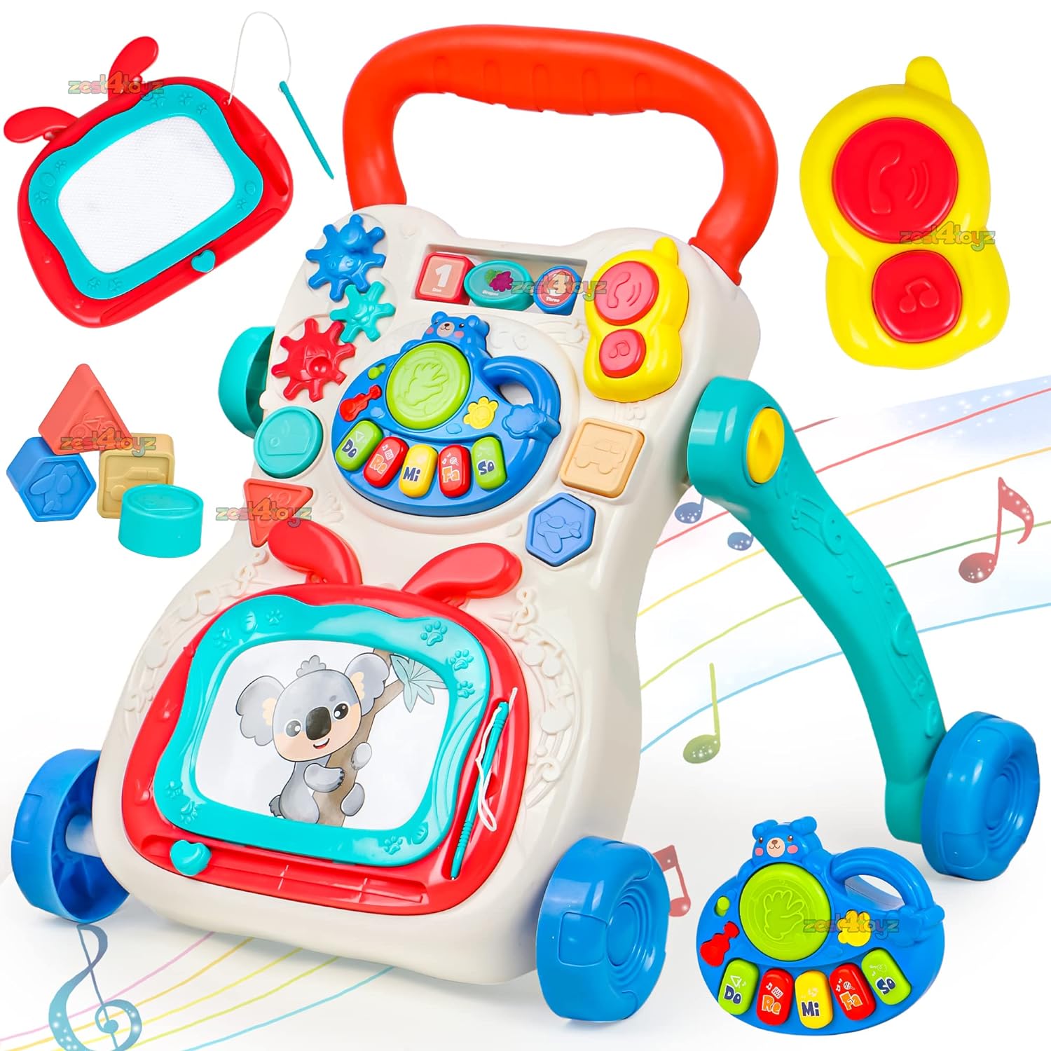 Learning Music Walker Trolley Multifunctional Push & Pull Toy for Toddlers