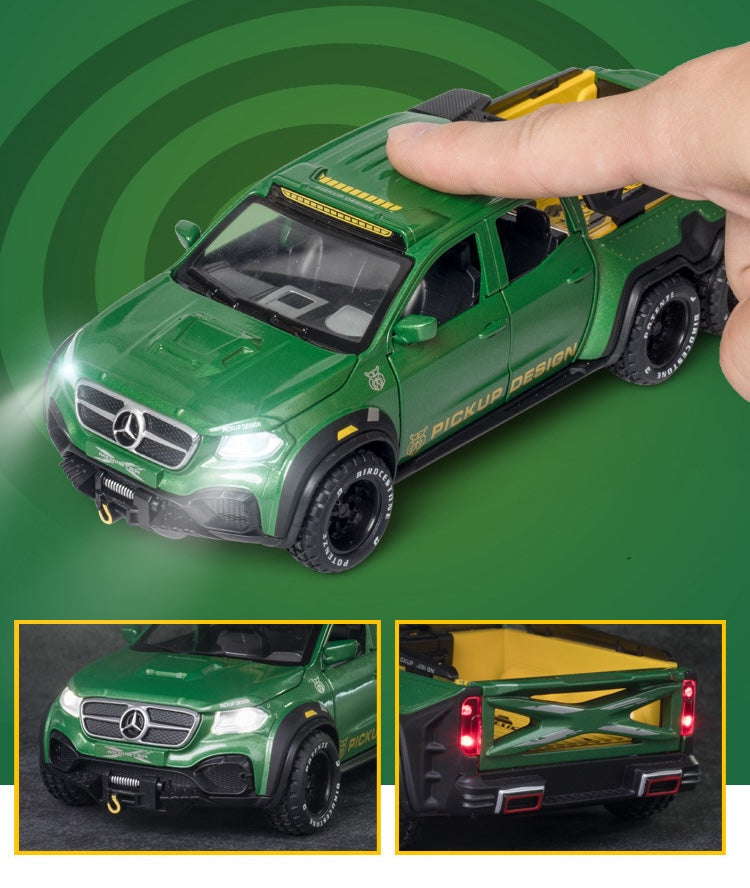 BIG SIZE AMG*6-6-PICKUP 1:24 DIECAST METAL PULLBACK TOY CAR WITH OPENABLE DOORS & LIGHT, MUSIC BOYS CAR FOR KIDS BEST TOYS GIFTS TOYS FOR KIDS [SIZE:-21CM*8.5CM*5.5CM]【 MULTICOLOR 】