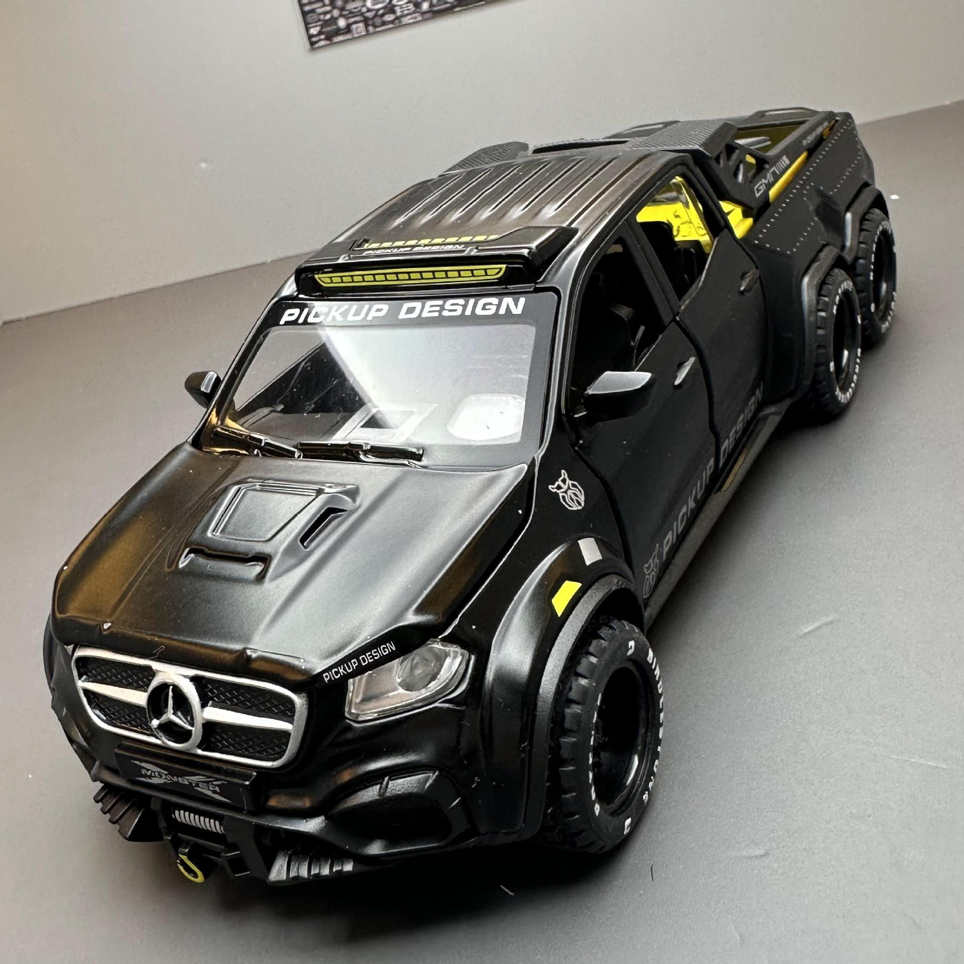 BIG SIZE AMG*6-6-PICKUP 1:24 DIECAST METAL PULLBACK TOY CAR WITH OPENABLE DOORS & LIGHT, MUSIC BOYS CAR FOR KIDS BEST TOYS GIFTS TOYS FOR KIDS [SIZE:-21CM*8.5CM*5.5CM]【 MULTICOLOR 】