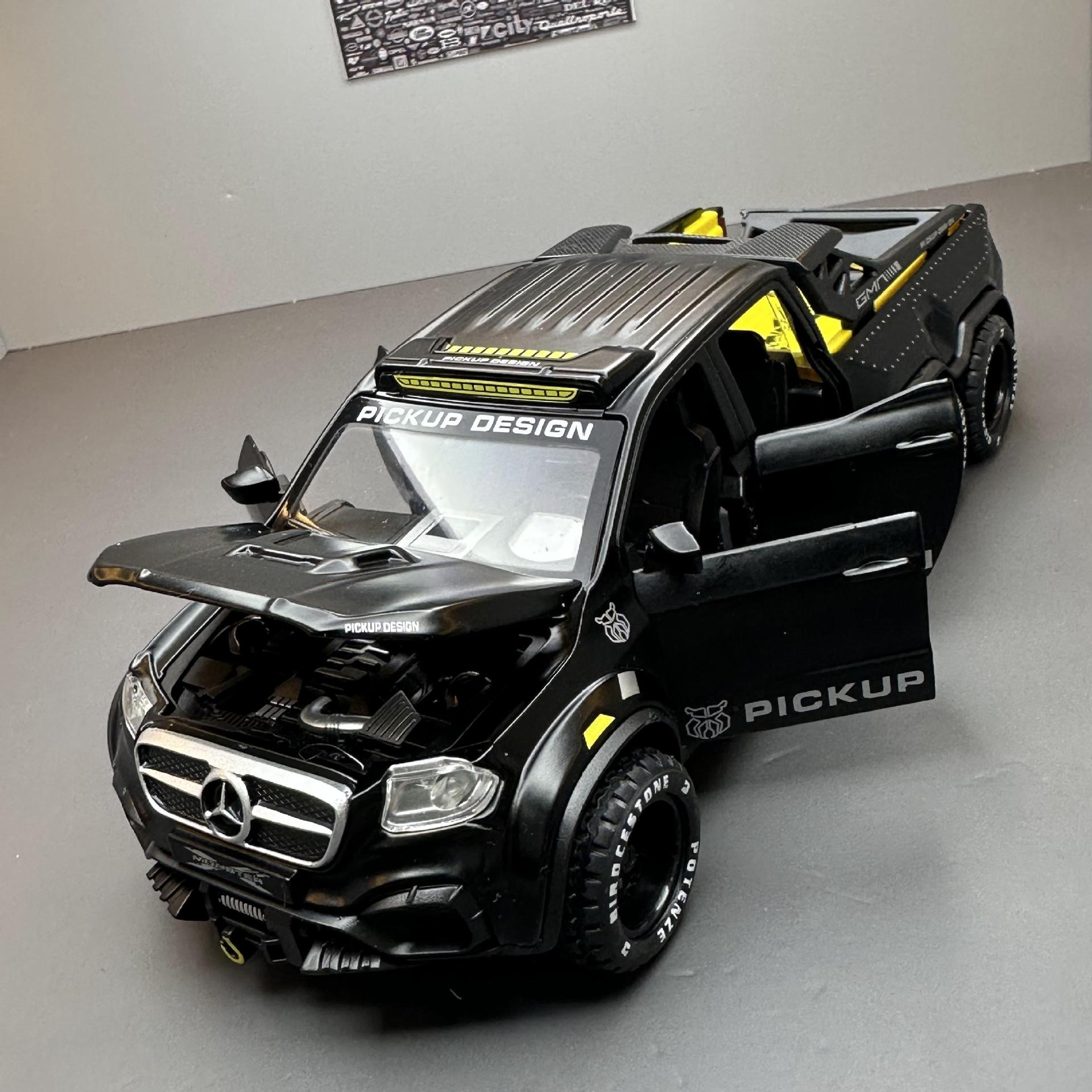 BIG SIZE AMG*6-6-PICKUP 1:24 DIECAST METAL PULLBACK TOY CAR WITH OPENABLE DOORS & LIGHT, MUSIC BOYS CAR FOR KIDS BEST TOYS GIFTS TOYS FOR KIDS [SIZE:-21CM*8.5CM*5.5CM]【 MULTICOLOR 】