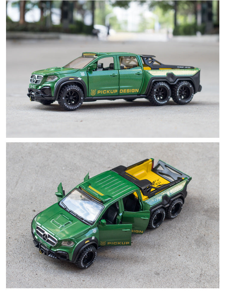 BIG SIZE AMG*6-6-PICKUP 1:24 DIECAST METAL PULLBACK TOY CAR WITH OPENABLE DOORS & LIGHT, MUSIC BOYS CAR FOR KIDS BEST TOYS GIFTS TOYS FOR KIDS [SIZE:-21CM*8.5CM*5.5CM]【 MULTICOLOR 】