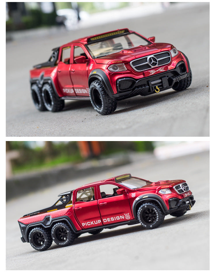 BIG SIZE AMG*6-6-PICKUP 1:24 DIECAST METAL PULLBACK TOY CAR WITH OPENABLE DOORS & LIGHT, MUSIC BOYS CAR FOR KIDS BEST TOYS GIFTS TOYS FOR KIDS [SIZE:-21CM*8.5CM*5.5CM]【 MULTICOLOR 】