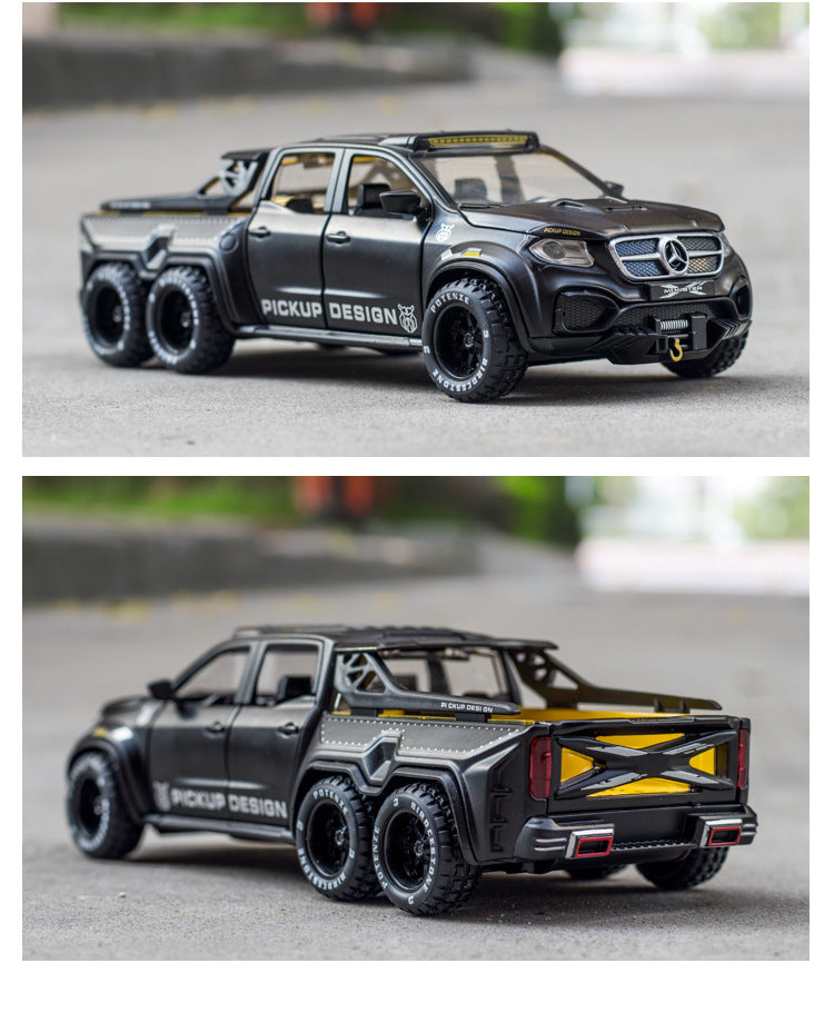 BIG SIZE AMG*6-6-PICKUP 1:24 DIECAST METAL PULLBACK TOY CAR WITH OPENABLE DOORS & LIGHT, MUSIC BOYS CAR FOR KIDS BEST TOYS GIFTS TOYS FOR KIDS [SIZE:-21CM*8.5CM*5.5CM]【 MULTICOLOR 】