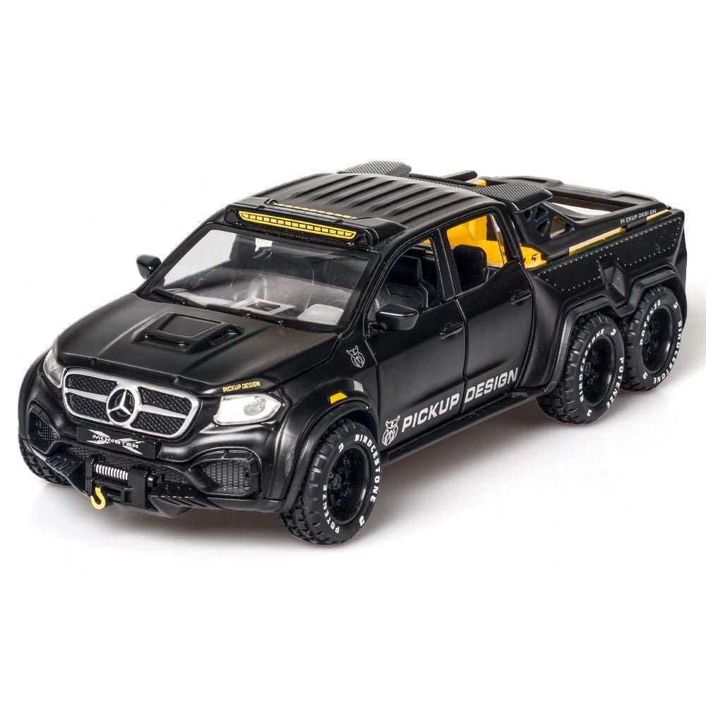 BIG SIZE AMG*6-6-PICKUP 1:24 DIECAST METAL PULLBACK TOY CAR WITH OPENABLE DOORS & LIGHT, MUSIC BOYS CAR FOR KIDS BEST TOYS GIFTS TOYS FOR KIDS [SIZE:-21CM*8.5CM*5.5CM]【 MULTICOLOR 】