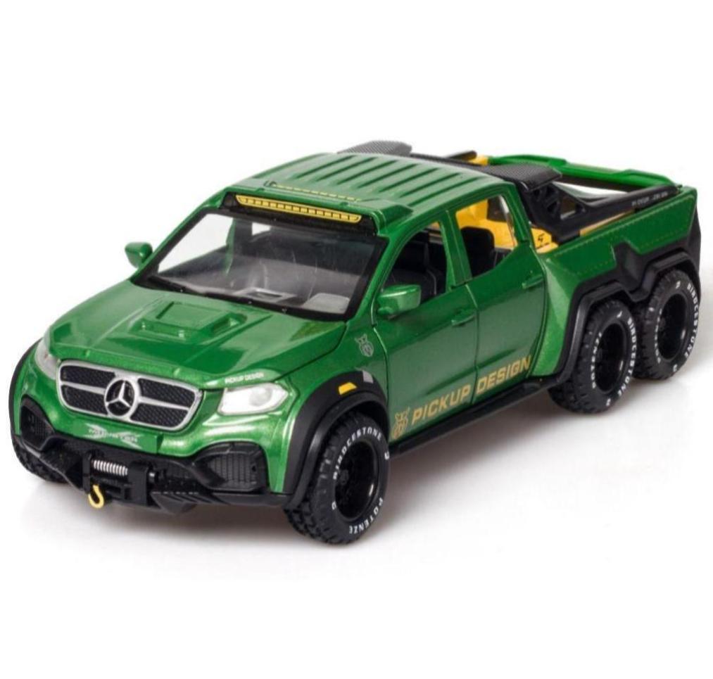 BIG SIZE AMG*6-6-PICKUP 1:24 DIECAST METAL PULLBACK TOY CAR WITH OPENABLE DOORS & LIGHT, MUSIC BOYS CAR FOR KIDS BEST TOYS GIFTS TOYS FOR KIDS [SIZE:-21CM*8.5CM*5.5CM]【 MULTICOLOR 】