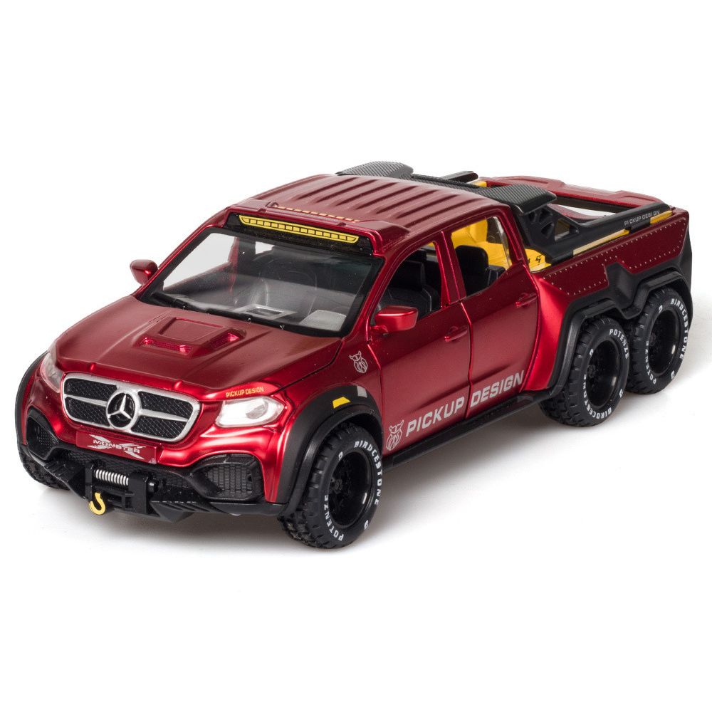 BIG SIZE AMG*6-6-PICKUP 1:24 DIECAST METAL PULLBACK TOY CAR WITH OPENABLE DOORS & LIGHT, MUSIC BOYS CAR FOR KIDS BEST TOYS GIFTS TOYS FOR KIDS [SIZE:-21CM*8.5CM*5.5CM]【 MULTICOLOR 】