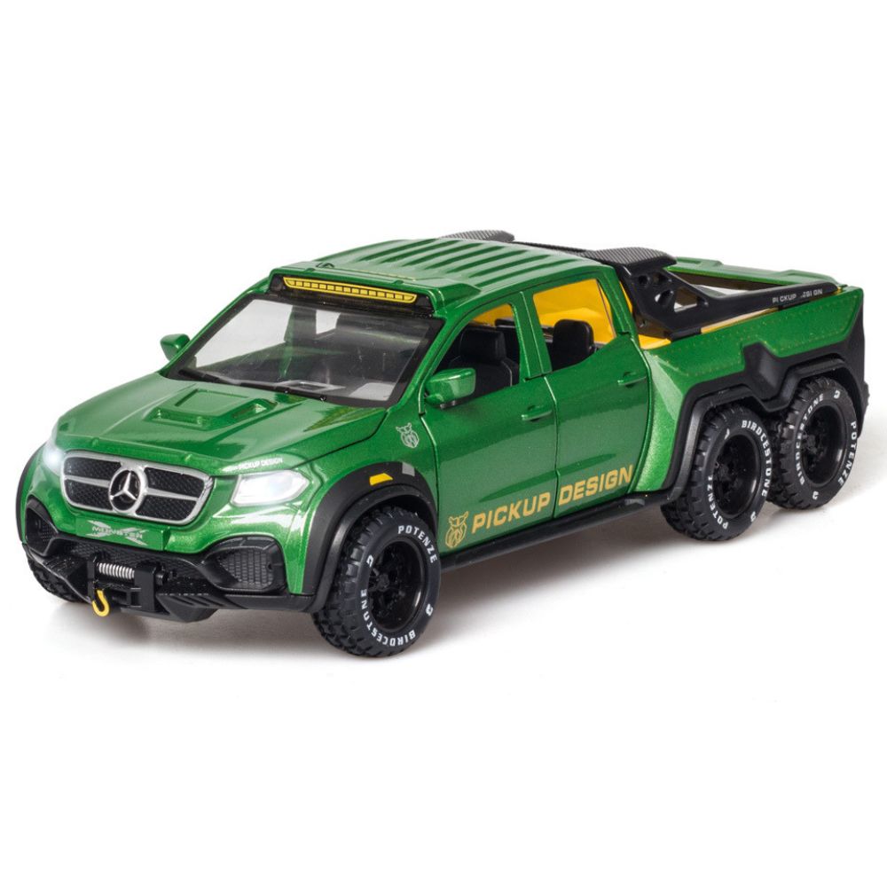 BIG SIZE AMG*6-6-PICKUP 1:24 DIECAST METAL PULLBACK TOY CAR WITH OPENABLE DOORS & LIGHT, MUSIC BOYS CAR FOR KIDS BEST TOYS GIFTS TOYS FOR KIDS [SIZE:-21CM*8.5CM*5.5CM]【 MULTICOLOR 】