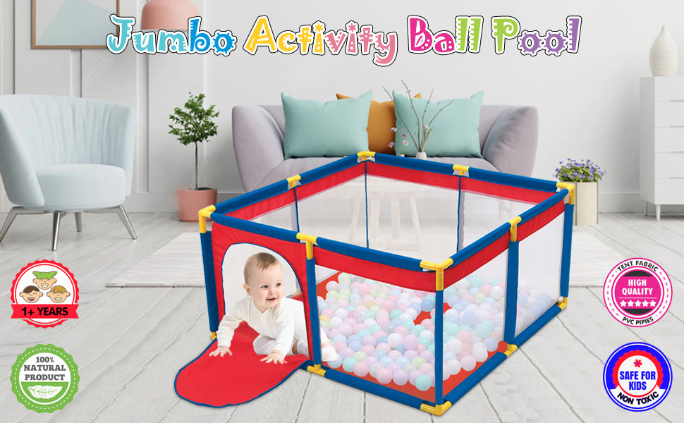 Premium Jumbo Size Ball Pool For Kids Indoor And Outdoor, Multicolor(Balls Not Included) (101Cm X 101Cm X 64Cm)