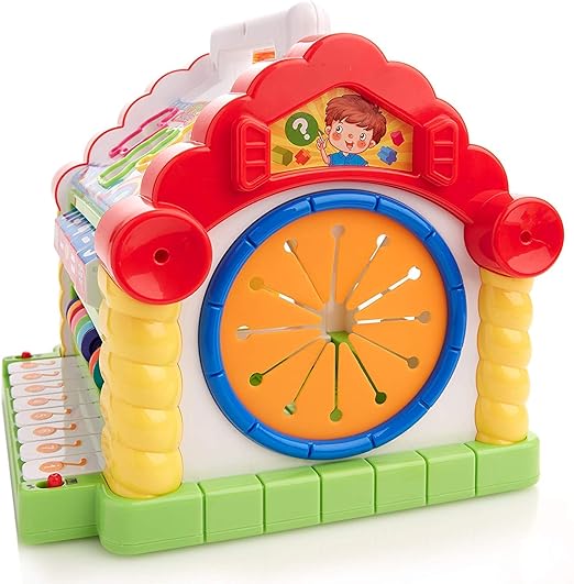 Musical Baby House With Shape Sorters,Musical Piano,Counting Beads,Blocks Activity Cube