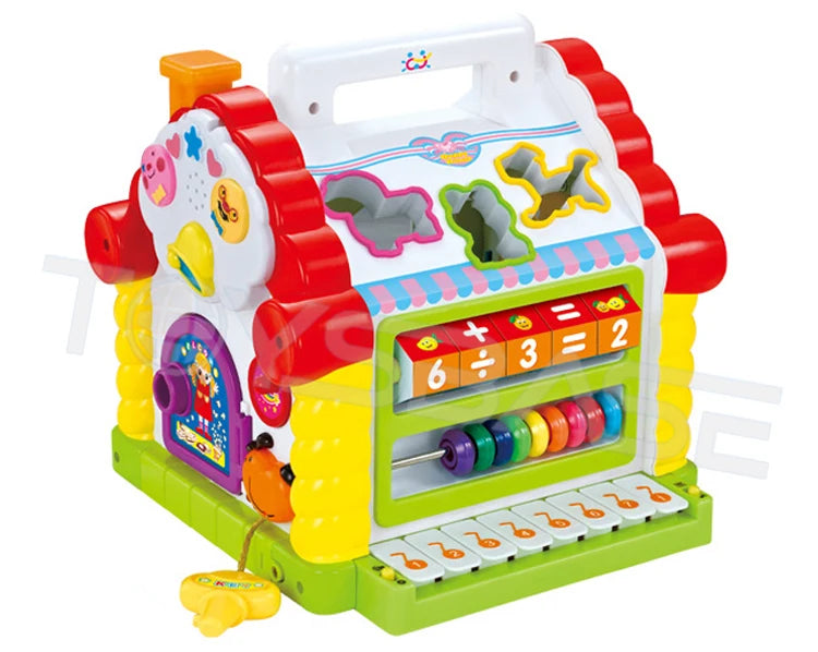 Musical Baby House With Shape Sorters,Musical Piano,Counting Beads,Blocks Activity Cube