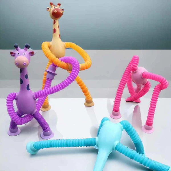 PremiumTelescopic Suction Cup Giraffe Toy (Set Of 4)