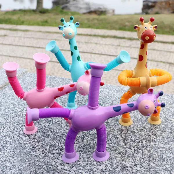 PremiumTelescopic Suction Cup Giraffe Toy (Set Of 4)