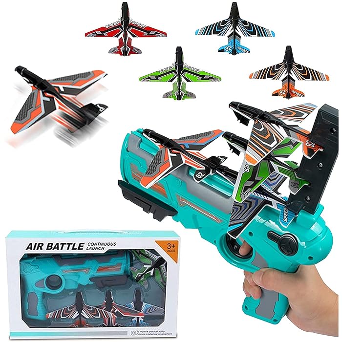 Premium Airplane Launcher Toy Catapult Aircrafts Gun with 4 Foam Aircrafts