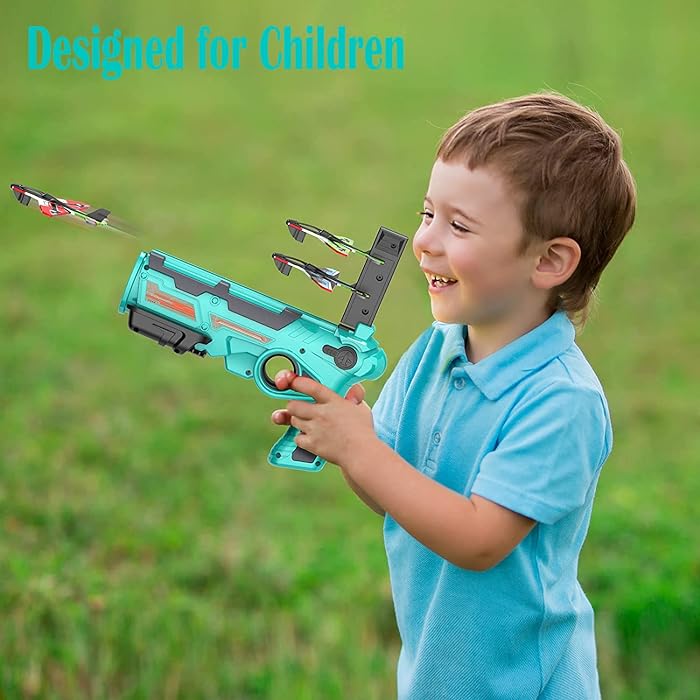 Premium Airplane Launcher Toy Catapult Aircrafts Gun with 4 Foam Aircrafts