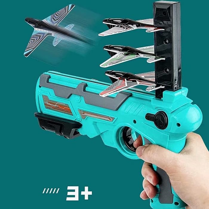 Premium Airplane Launcher Toy Catapult Aircrafts Gun with 4 Foam Aircrafts
