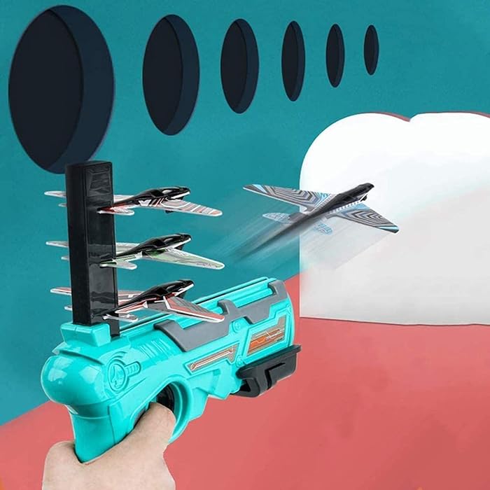 Premium Airplane Launcher Toy Catapult Aircrafts Gun with 4 Foam Aircrafts