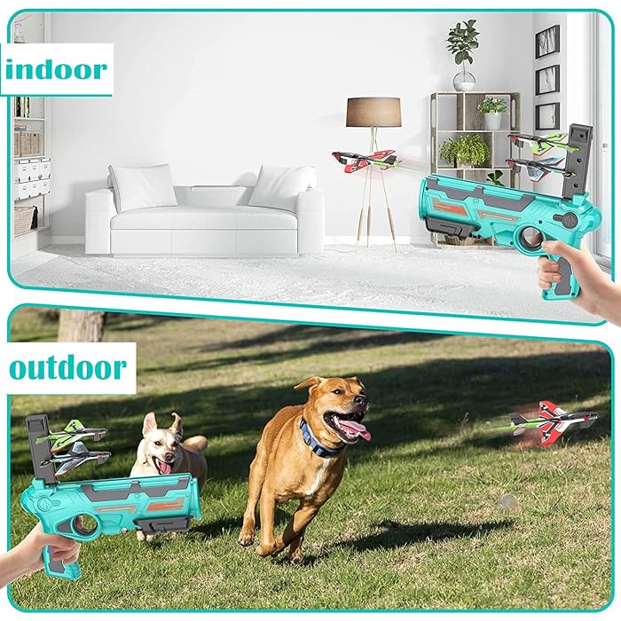 Premium Airplane Launcher Toy Catapult Aircrafts Gun with 4 Foam Aircrafts