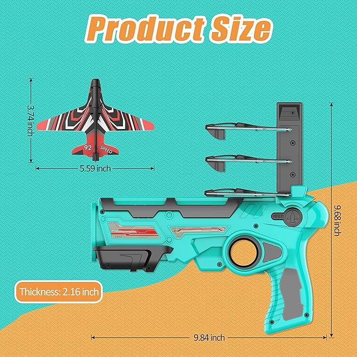 Premium Airplane Launcher Toy Catapult Aircrafts Gun with 4 Foam Aircrafts