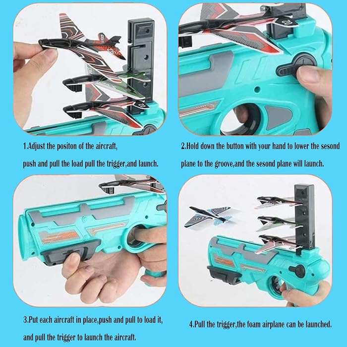 Premium Airplane Launcher Toy Catapult Aircrafts Gun with 4 Foam Aircrafts