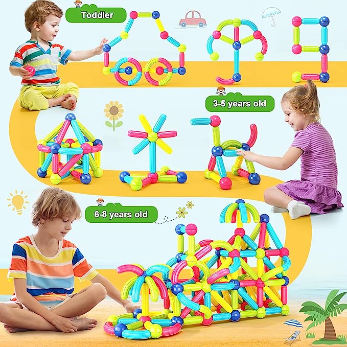 Premium Magnetic Building Stick For Kids Early Learning & Development