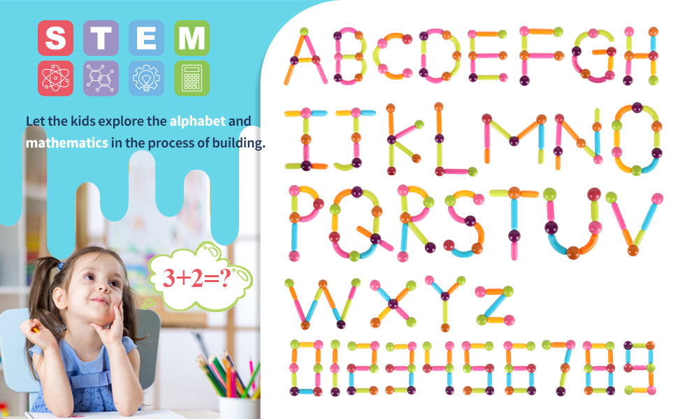 Premium Magnetic Building Stick For Kids Early Learning & Development