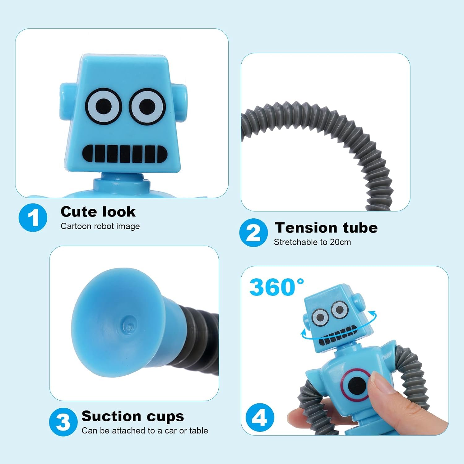 Premium Telescopic Suction Cup Robot Toy, Telescopic Pop Tubes, Fidget Tubes Sensory Toys for Girls Boys