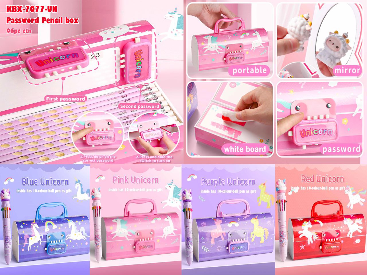 Premium Unicorn School Kids Pencil Box with Lock