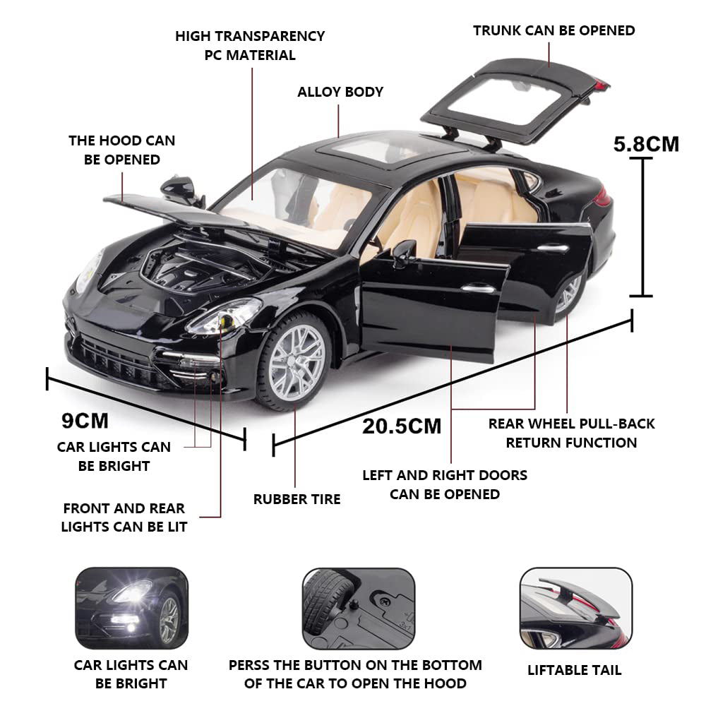 Porche Palamora 1:24 Diecast Metal Pullback Toy Car Best Gifts For Kid Collector (Multicolor, Pack Of1)