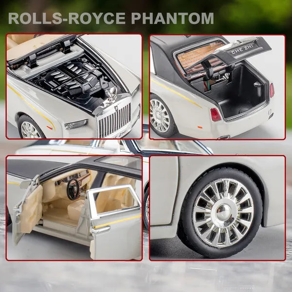 Rolls-Royce Phantom 1:32  Die Cast Metal Car  Light & Sound (White, Pack Of: 1)[Size :-17Cm * 5.5Cm * 4.2Cm ]