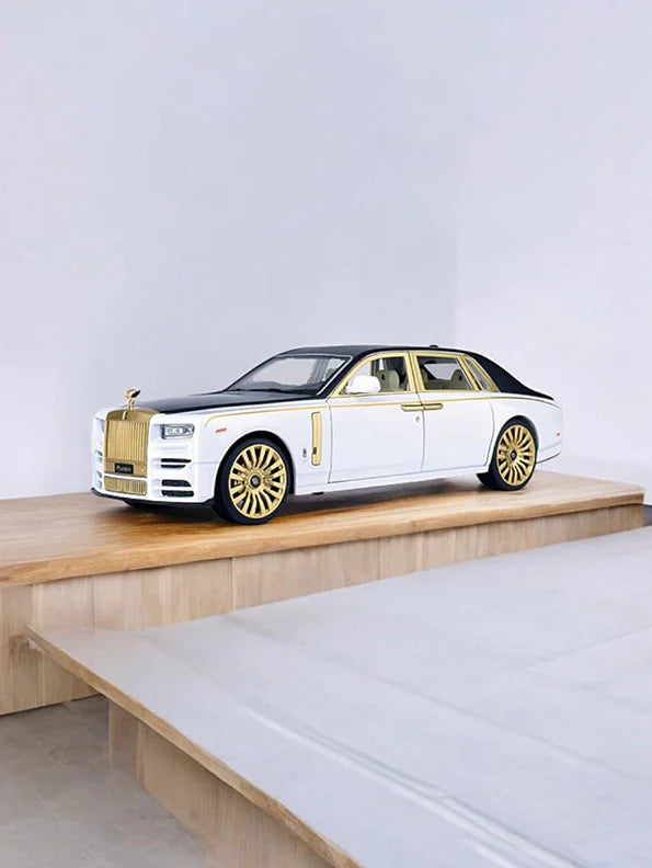 BIG SIZE ROLLS ROYCE PHANTOM - LUX GOLD 1:24 DIECAST METAL PULLBACK TOY SUN RUP CAR WITH OPENABLE DOORS & LIGHT, MUSIC BOYS CAR FOR KIDS BEST TOYS GIFTS TOYS FOR KIDS [SIZE:-21CM*8CM*5CM]【 MULTICOLOR 】