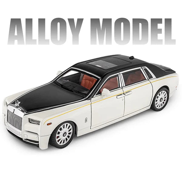 ROLLS ROYCE PHANTOM BIG SIZE 1:24 DIECAST SCALE MODEL METAL PULL BACK WITH OPENABLE DOORS & LIGHT, MUSIC TOY VEHICLE FOR KIDS [SIZE:-22CM*9CM*8.5CM]【 MULTICOLOR 】