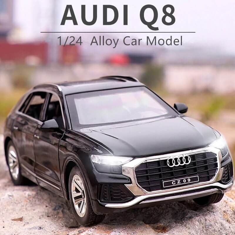 1:24  Scale Big Die-Cast Metal Car Toy Audi Q8 6 Openable Doors Light Sound Multicolo (White, Pack Of 1)