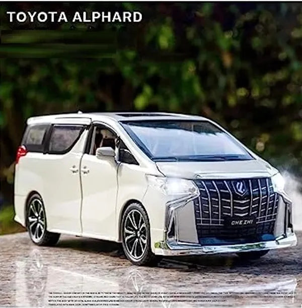 Toyota Alphard 1:32 Diecast Metal Pullback Toy Car With Openable Doors & Light, Music Boys Car For Kids Best Toys Gifts Toys For Kids 【 MULTICOLOR 】[Size:-15.5Cm*6Cm*6Cm]