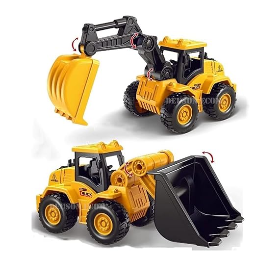 Unbreakable Construction Vehicles for Kids Pretend Play Toy Trucks Bulldozer Play