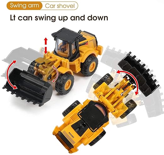 Unbreakable Construction Vehicles for Kids Pretend Play Toy Trucks Bulldozer Play Set Building Vehicles