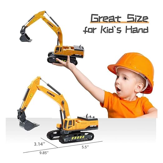 Unbreakable Excavator Crane Model Construction Engineering Vehicle Friction Powered 360 Moving Parts Inertia Toys Trucks Building Vehicles