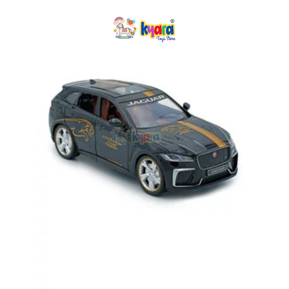 BIG SIZE JAGUAR F-PACE SVR SUV 1:24 DIECAST METAL PULLBACK TOY CAR WITH OPENABLE DOORS & LIGHT, MUSIC BOYS CAR FOR KIDS BEST TOYS GIFTS TOYS FOR KIDS [SIZE:- 20CM*9.5CM*7CM]【 MULTICOLOR 】