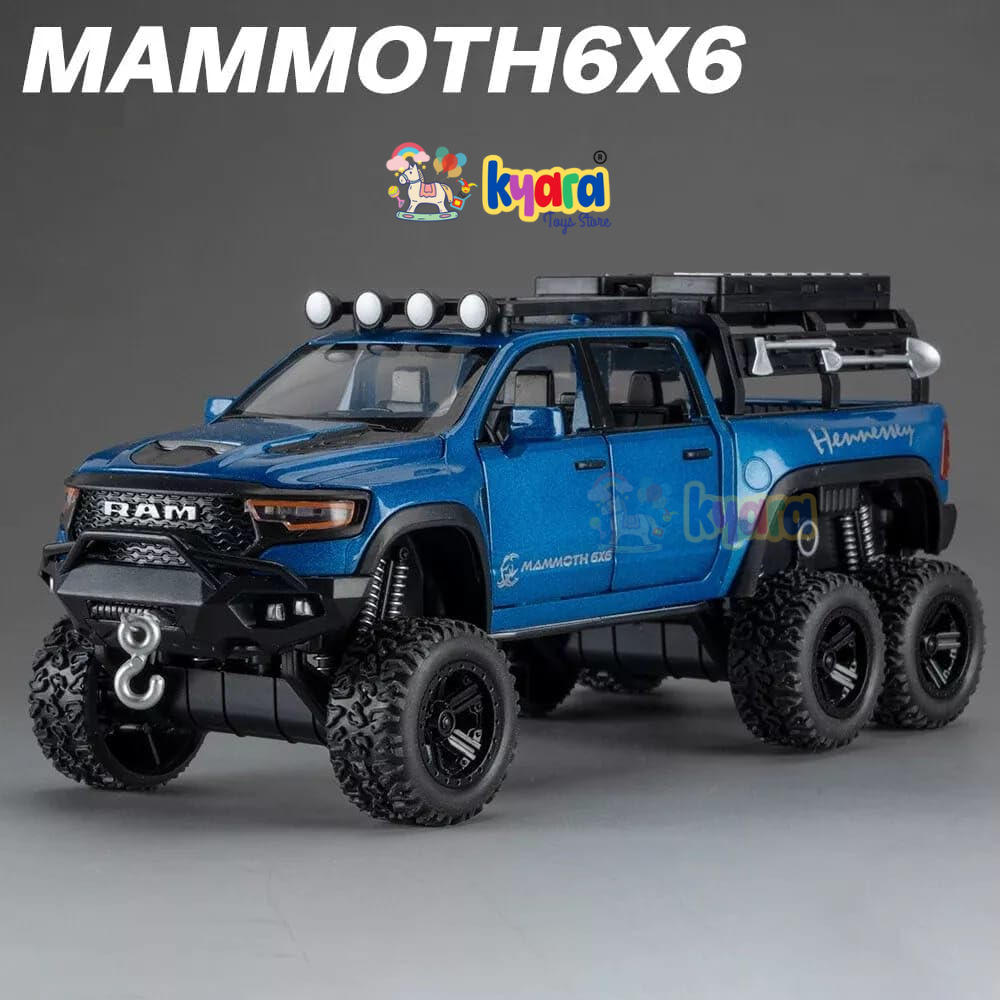 RAM PICKUP TRUCK 1:32 DIECAST SCALE MODEL METAL PULL BACK WITH OPENABLE DOORS & LIGHT, MUSIC TOY VEHICLE FOR KIDS [SIZE:- 19CM*8CM*7.2CM] 【 MULTICOLOR 】